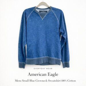 American Eagle Mens Small Blue Crewneck Sweatshirt 100% Cotton